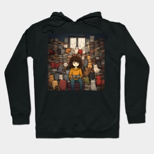 A Girl Surrounded by Playful Cats 3 Hoodie